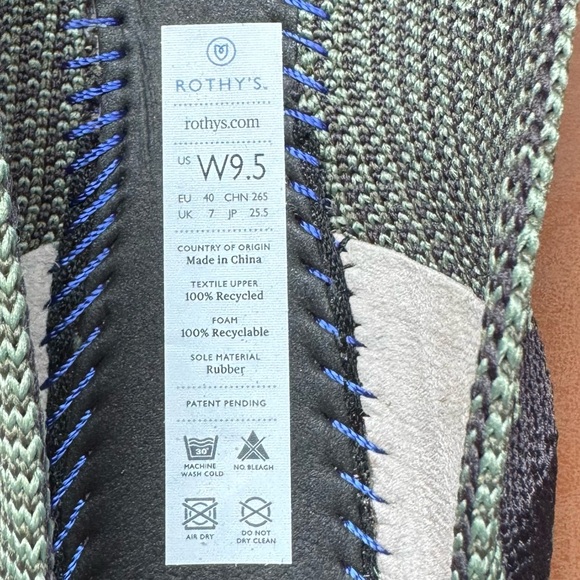 ROTHY’S THE POINT KNIT POINTED TOE FLATS DARK OLIVE GREEN CAMO SIZE 9.5 - Picture 7 of 7